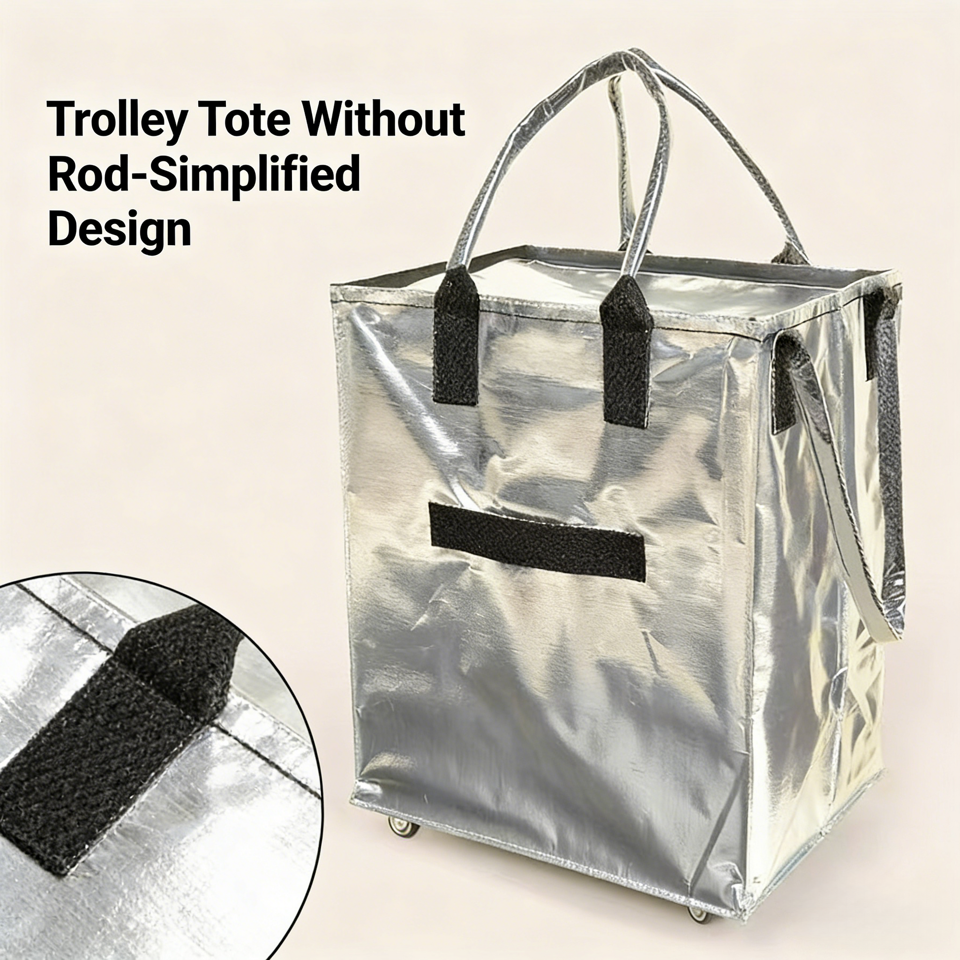 Folds Flat Reusable Grocery Bag on Wheels, Waterproof Shopping Trolley Bag, Foldable Rolling Cart Bag for Grocery, Travel & Home Storage, Space-Saving Utility Organizer