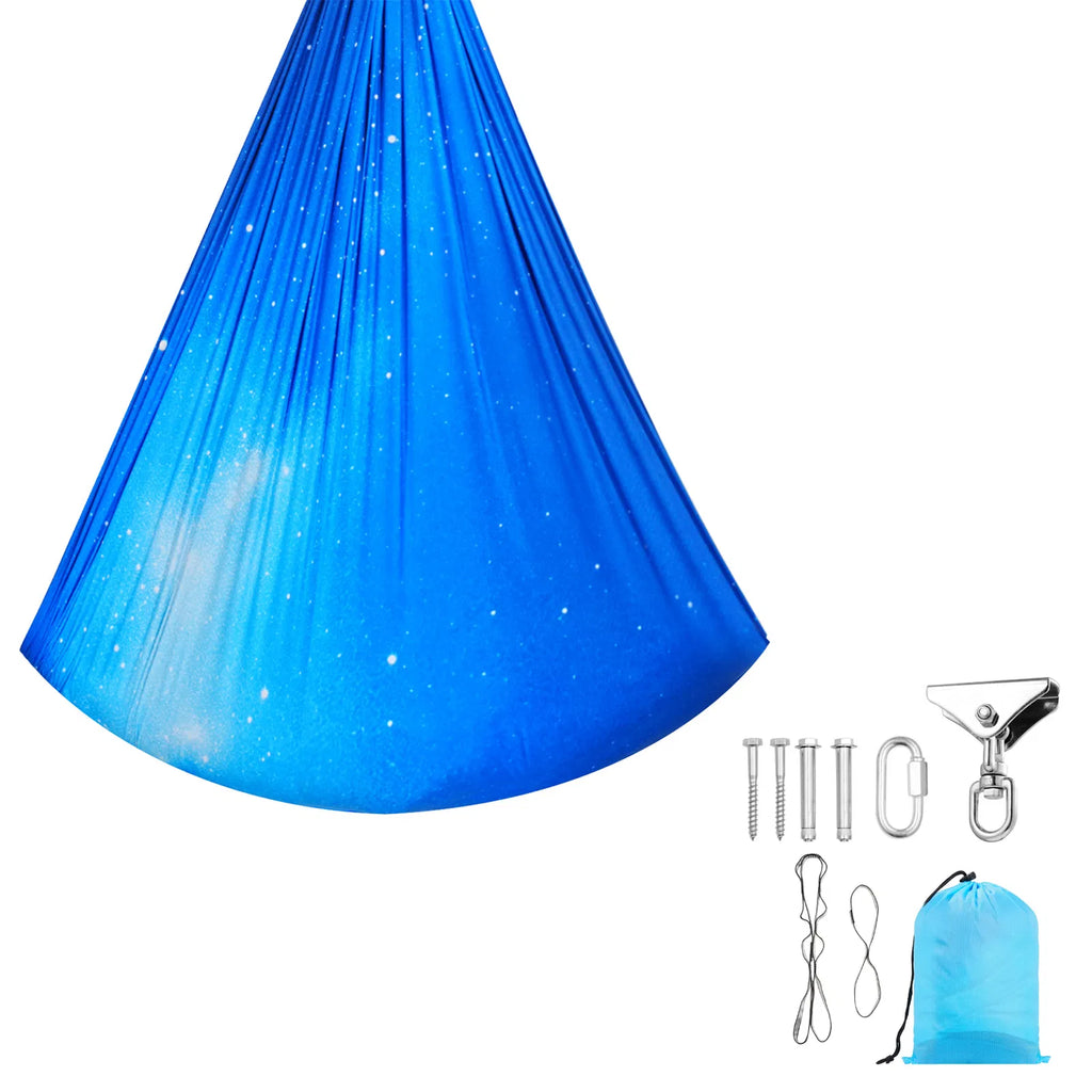 Kids Sensory Swing Hammock, Double Layer Stretch Fabric Hanging Chair with 360° Swivel, Indoor Outdoor Therapy Swing Holds up to 300 lbs