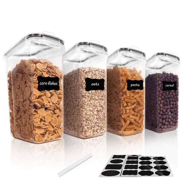 Airtight Food Storage Container with Silicone Seal Lid, BPA-Free Stackable Pantry Jar for Grains, Nuts & Dry Food