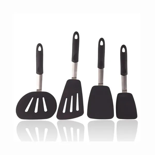 Set of 4 Silicone Spatula Turners, Heat Resistant Non-Stick Cooking Spatulas Kitchen Utensils for Flipping Eggs Pancakes