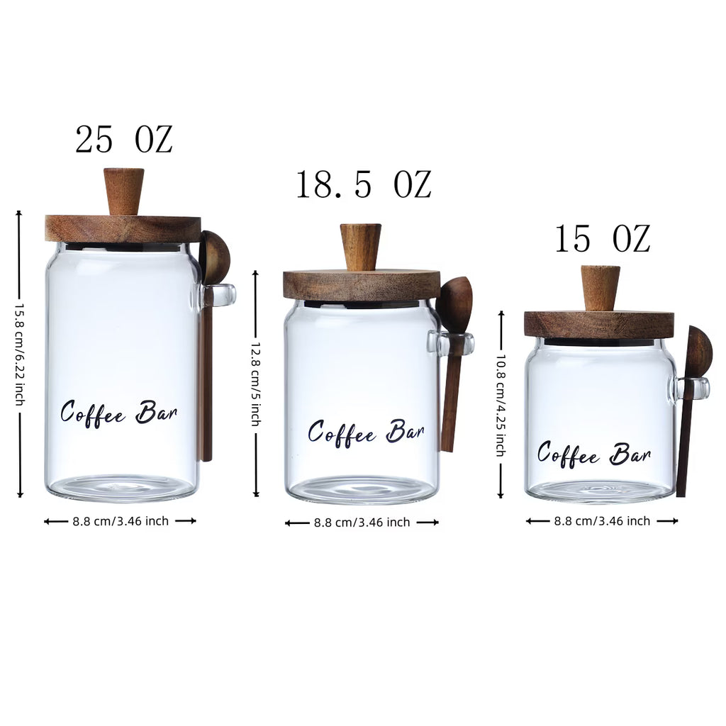 Aeelleea 15oz Glass Coffee Jar with Spoon, Airtight Storage for Candy Tea Snacks Seasoning