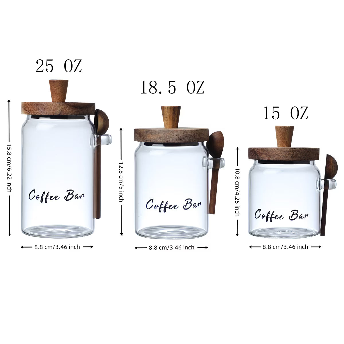Aeelleea 15oz Glass Coffee Jar with Spoon, Airtight Storage for Candy Tea Snacks Seasoning