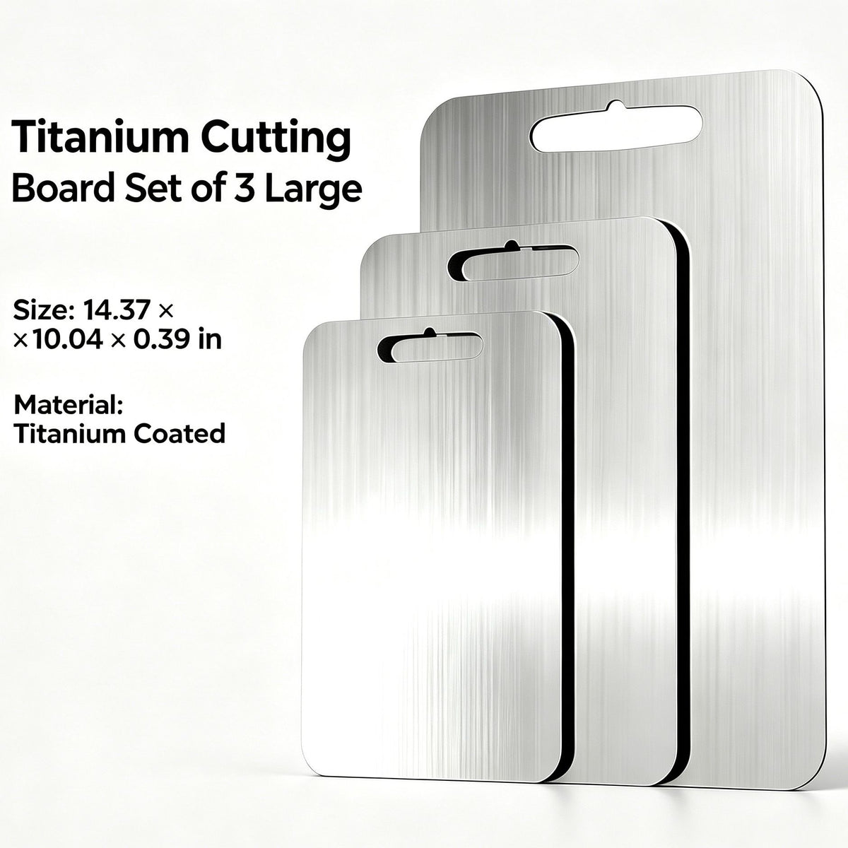 Aeelleea 3-Piece Titanium Cutting Board Set, Non-Slip Dishwasher Safe Kitchen Boards, Silver