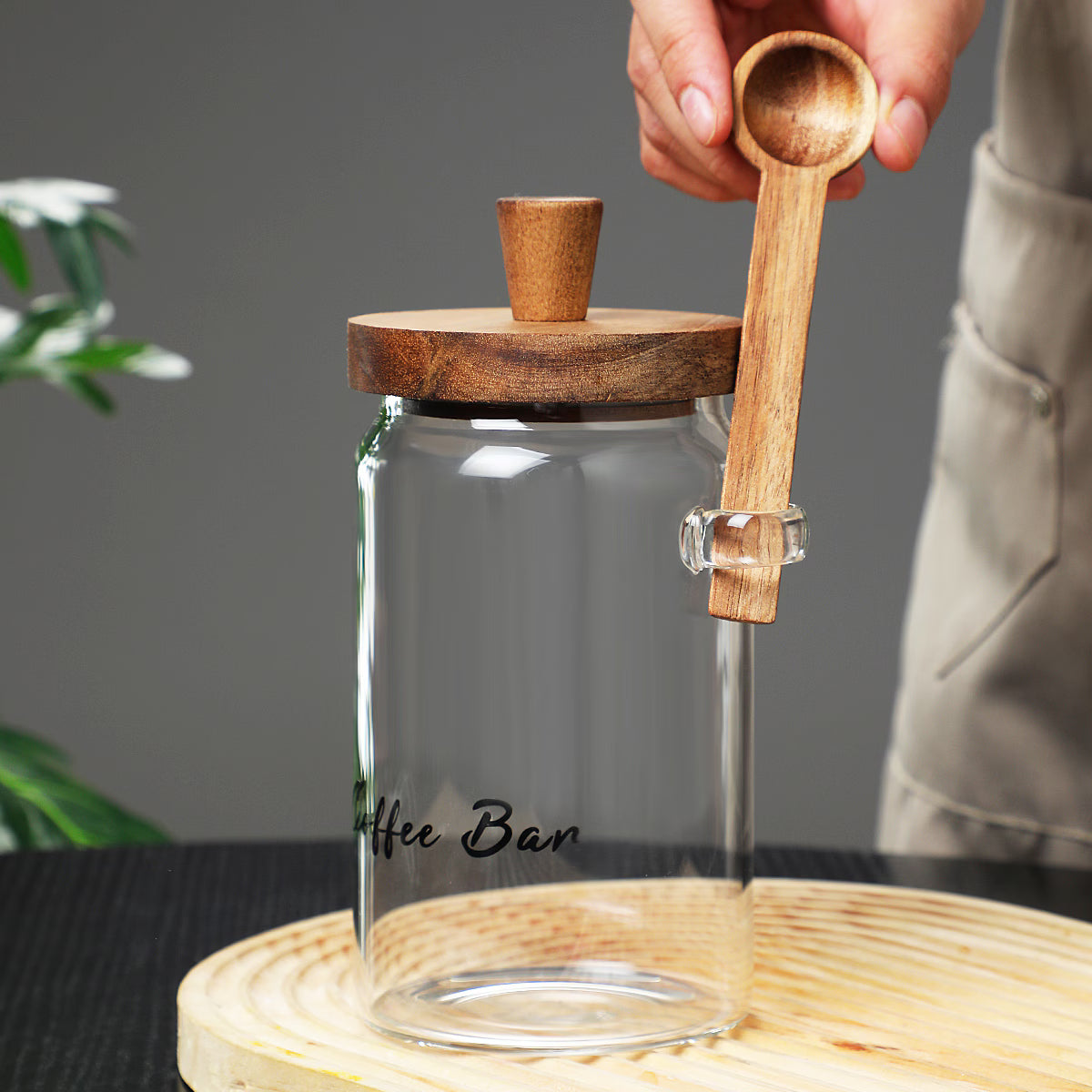 Aeelleea 15oz Glass Coffee Jar with Spoon, Airtight Storage for Candy Tea Snacks Seasoning