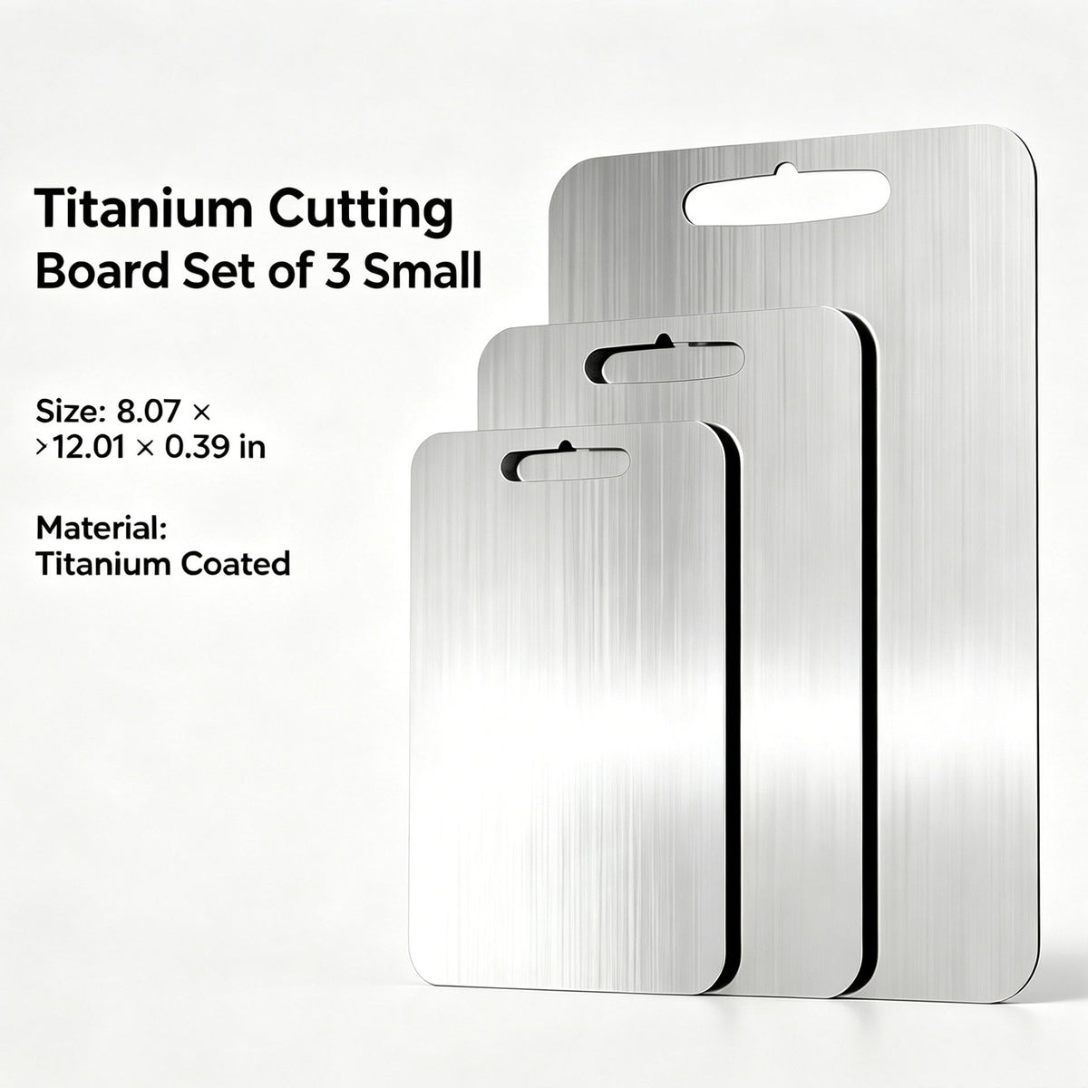 Aeelleea 3-Piece Titanium Cutting Board Set, Non-Slip Dishwasher Safe Kitchen Boards, Silver