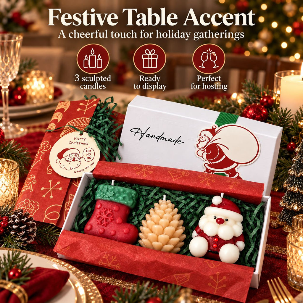 Aeelleea Christmas Soy Candle Gift Set in Holiday-Themed Box