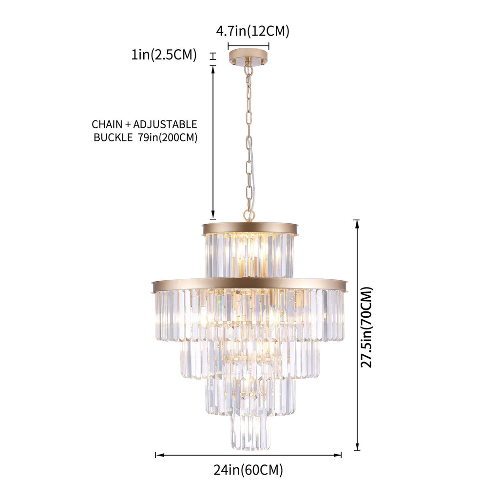 Aeelleea Large Gold-Finished Crystal Flush Mount Ceiling Chandelier for Dining Room