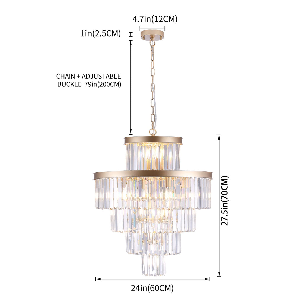 Aeelleea Large Gold-Finished Crystal Flush Mount Ceiling Chandelier for Dining Room
