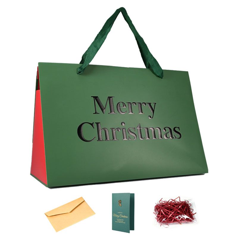 Aeellea Green Reusable Large Gift Handbags Set of 5 Holiday Present Bags