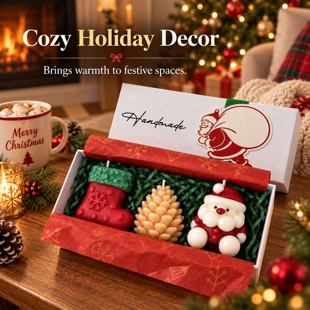 Aeelleea Christmas Soy Candle Gift Set in Holiday-Themed Box