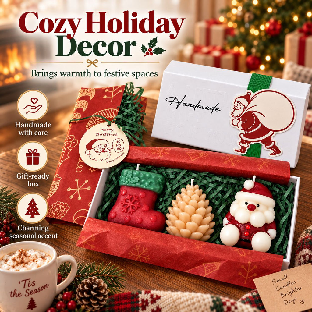 Aeelleea Christmas Soy Candle Gift Set in Holiday-Themed Box