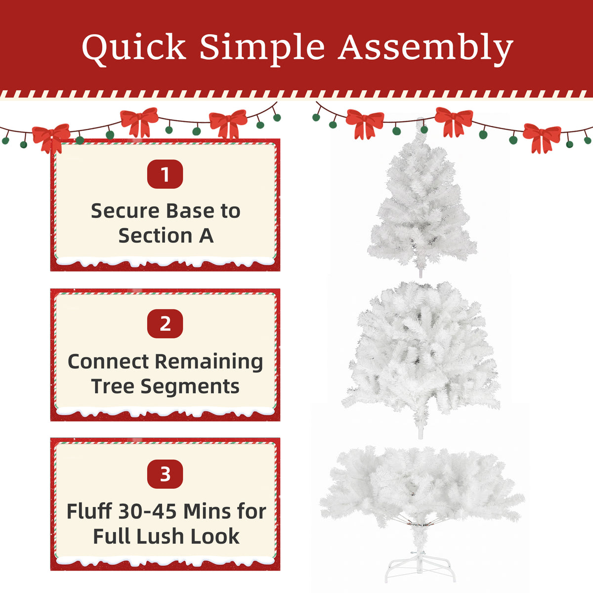 Aeelleea Prelit Realistic Spruce Christmas Tree with Metal Stand-White-4.5FT