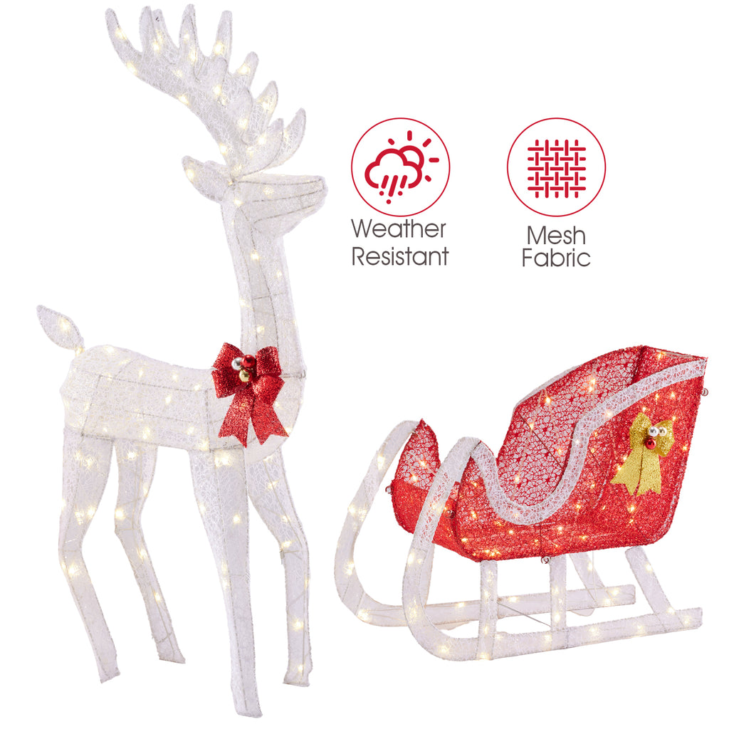 Aeellea Outdoor Christmas Deer Pulling Cart Courtyard Decoration Garden