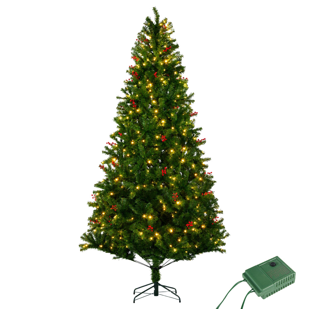 Aeelleea Pre-Lit Pre-Decorated Spruce Christmas Tree with Twinkling LEDs-9FT