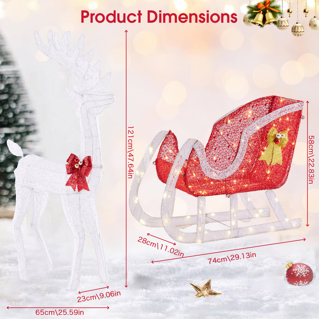 Aeellea Outdoor Christmas Deer Pulling Cart Courtyard Decoration Garden