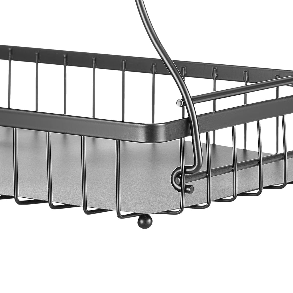 Aeelleea 2 Tier Metal Fruit Basket with Banana Hanger Kitchen Countertop Storage Bowl Stand