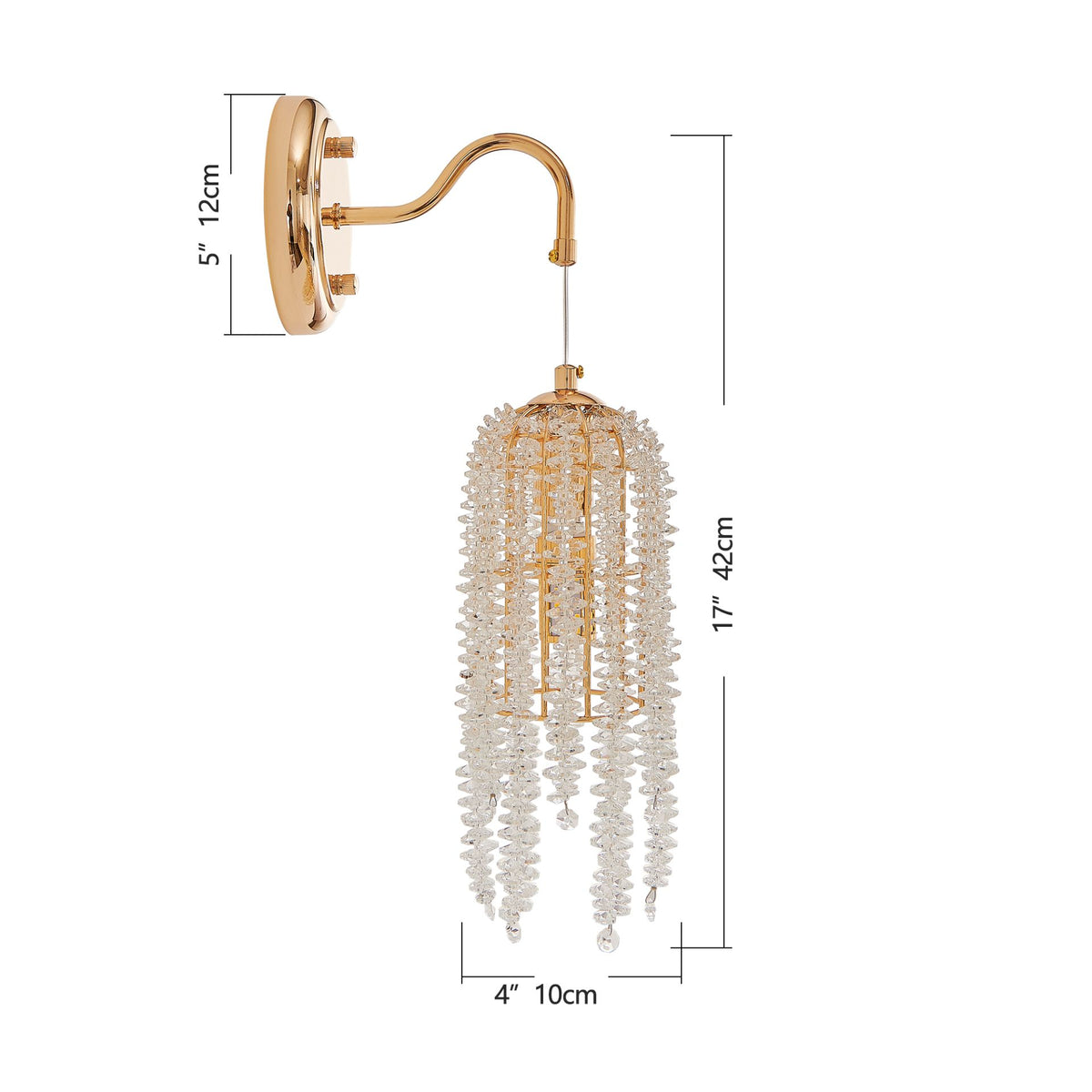 Aeelleea Vintage Brass Crystal Beaded Wall Sconce Set of 2 for Bedroom