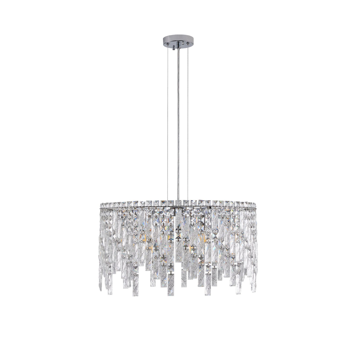 Aeelleea Chrome and Crystal Linear Raindrop Chandelier for Dining Room