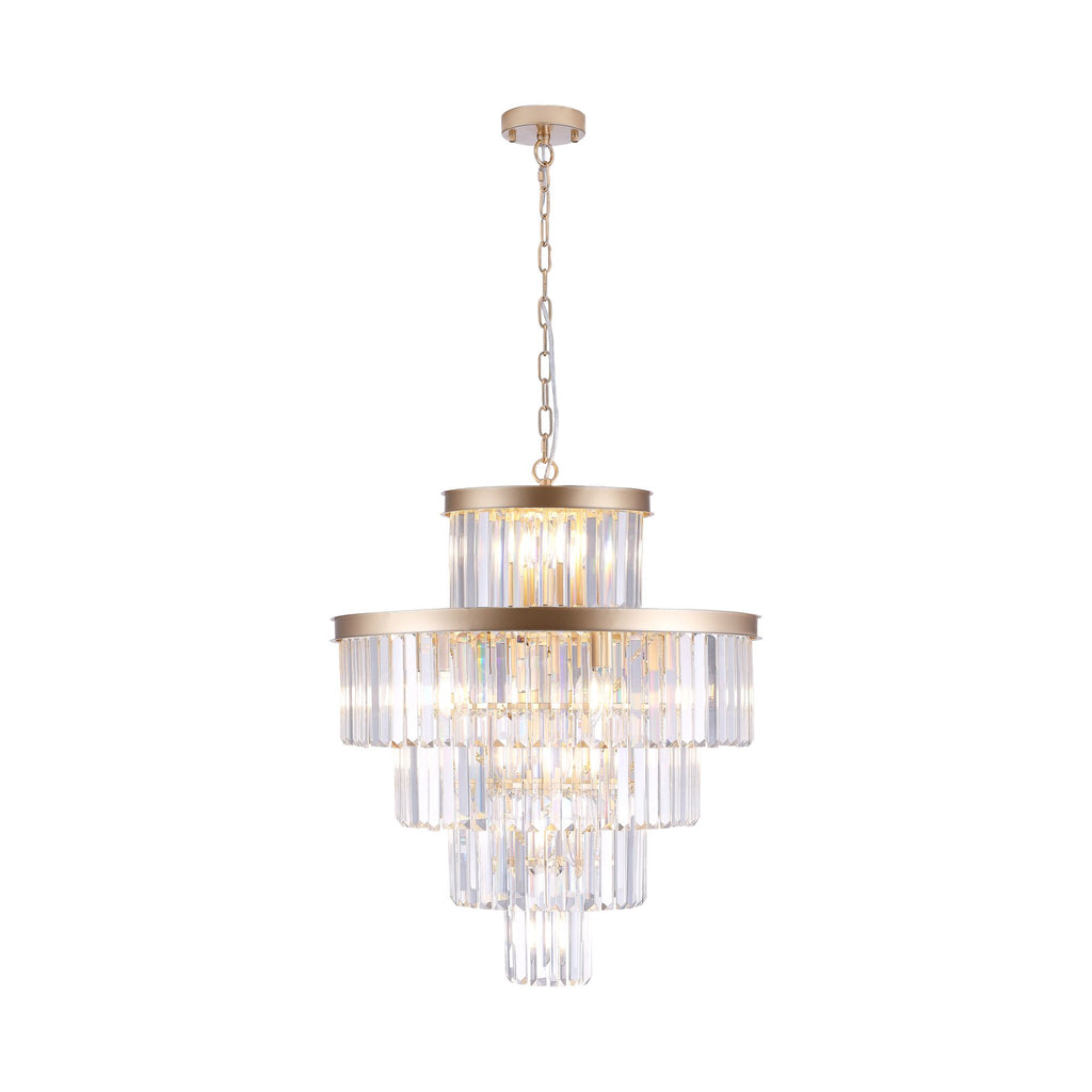 Aeelleea Large Gold-Finished Crystal Flush Mount Ceiling Chandelier for Dining Room