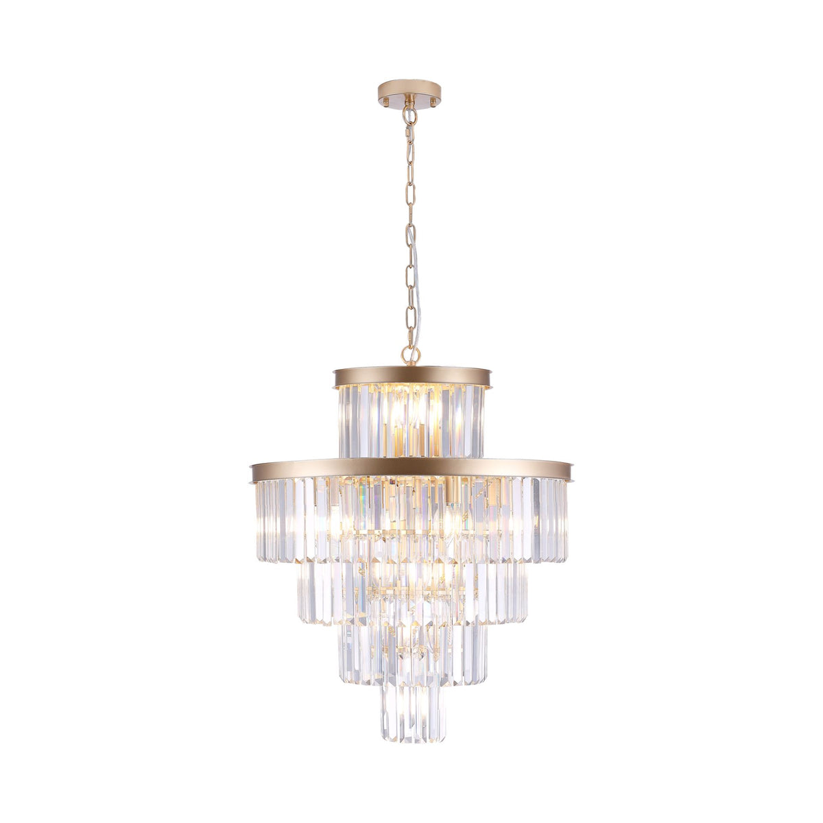 Aeelleea Large Gold-Finished Crystal Flush Mount Ceiling Chandelier for Dining Room