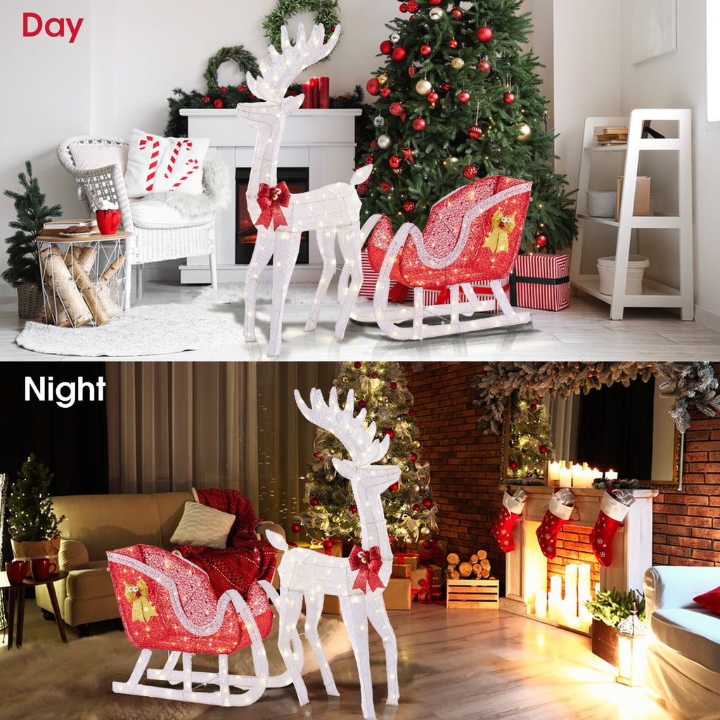 Aeellea Outdoor Christmas Deer Pulling Cart Courtyard Decoration Garden