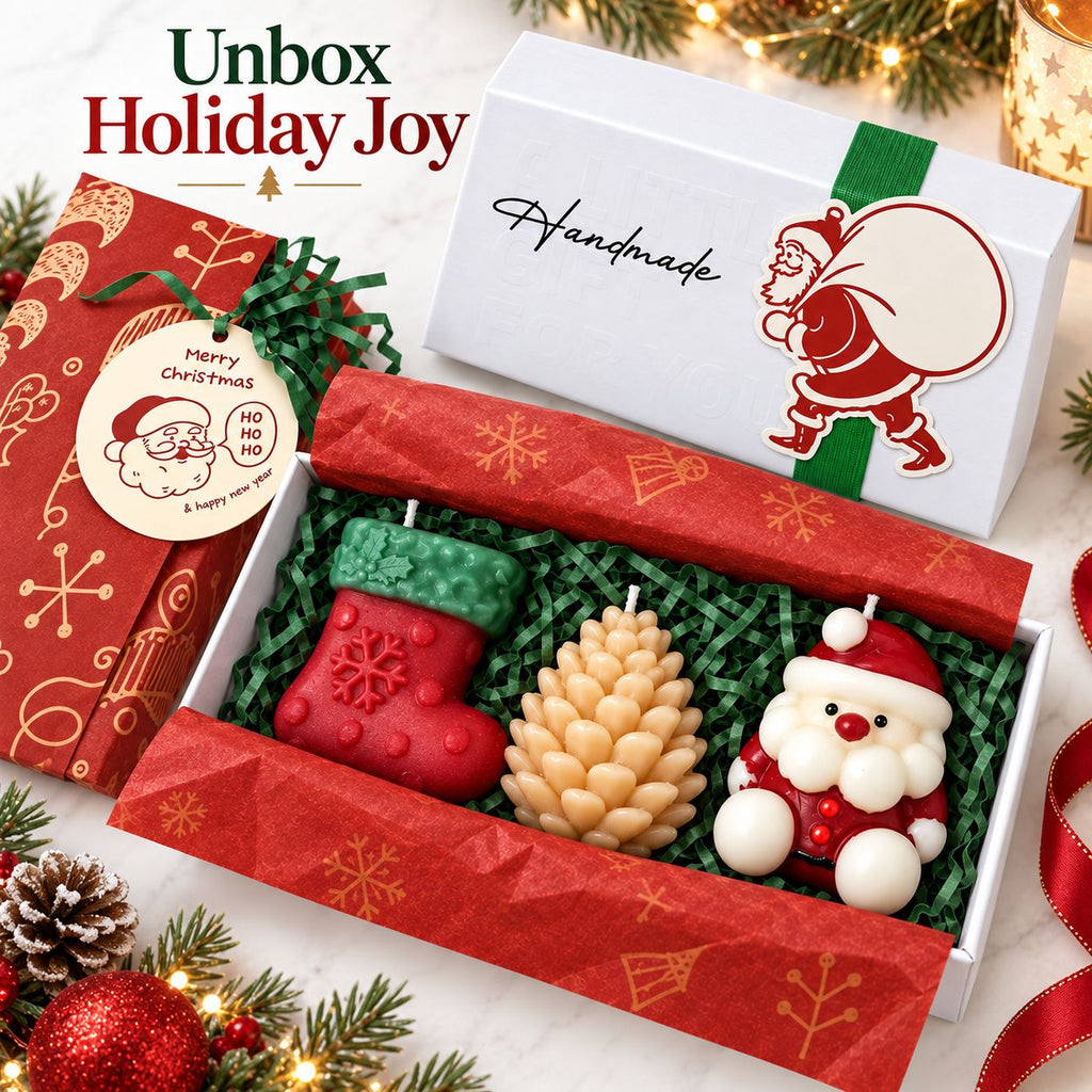 Aeelleea Christmas Soy Candle Gift Set in Holiday-Themed Box