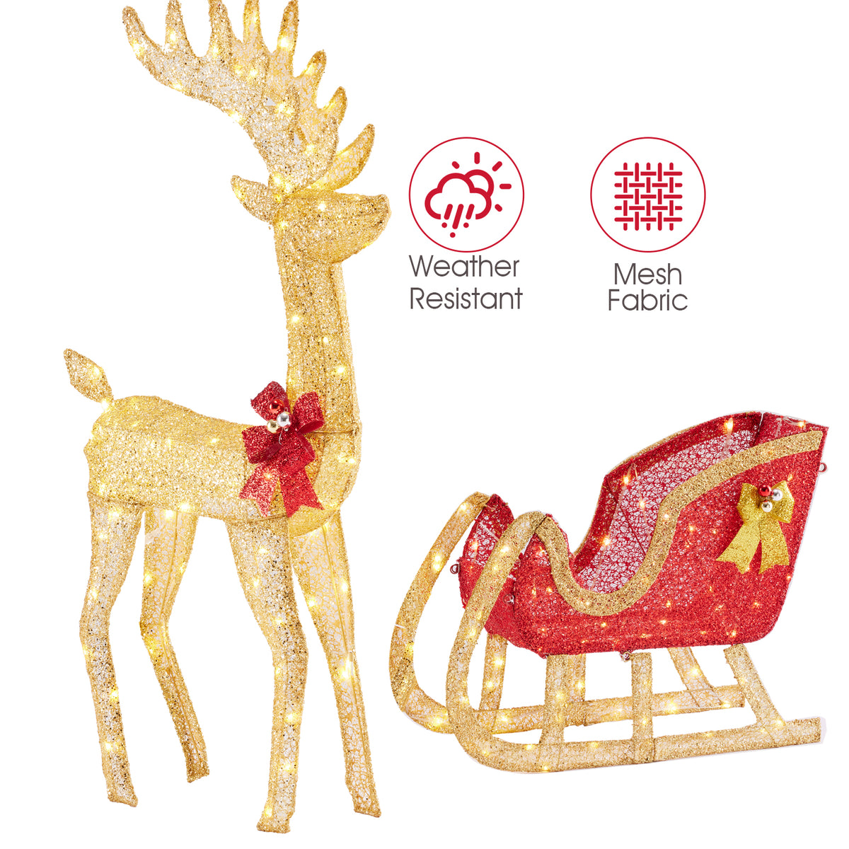 Aeellea Outdoor Christmas Deer Pulling Cart Courtyard Decoration Garden