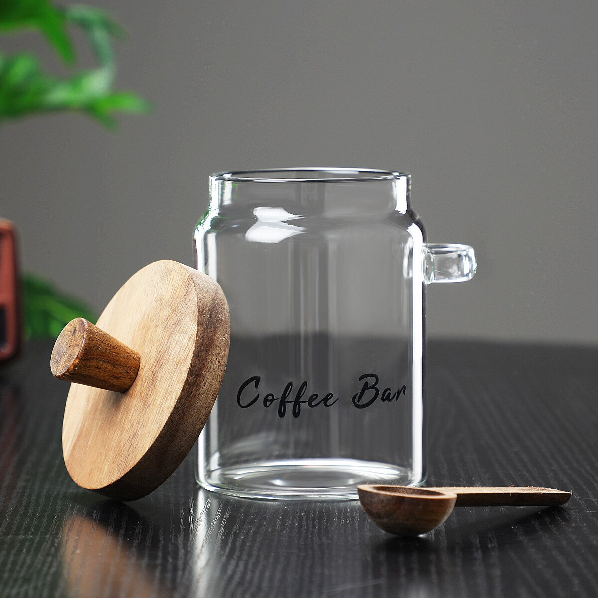 Aeelleea 15oz Glass Coffee Jar with Spoon, Airtight Storage for Candy Tea Snacks Seasoning