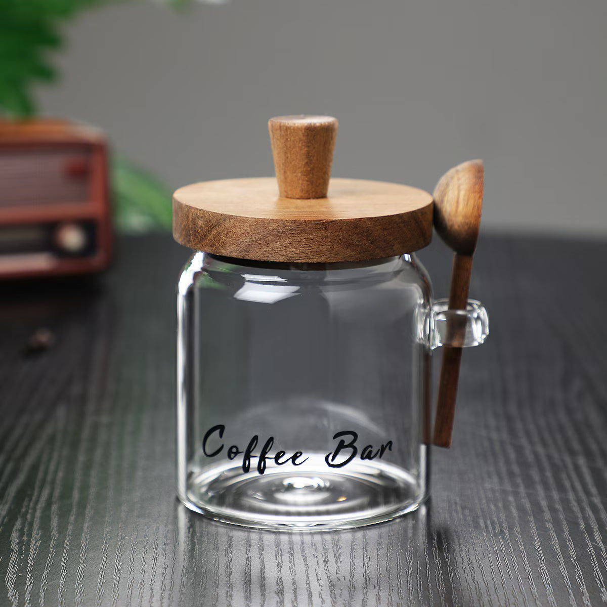 Aeelleea 15oz Glass Coffee Jar with Spoon, Airtight Storage for Candy Tea Snacks Seasoning