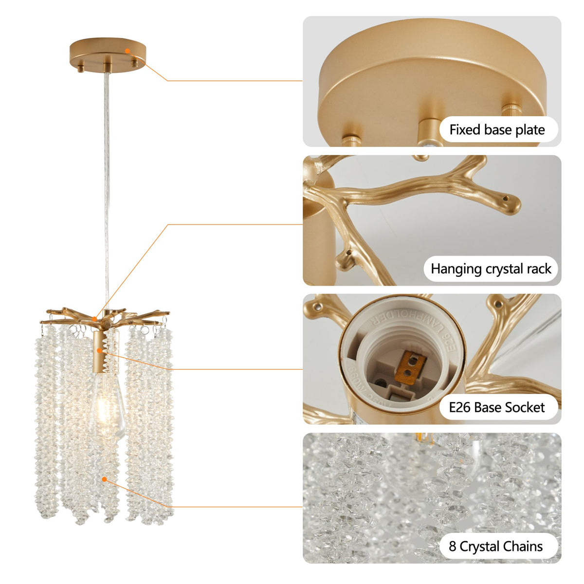 Aeelleea Chrome Crystal Mini Pendant Light Set 3-Pack Drum Ceiling Fixture for Kitchen