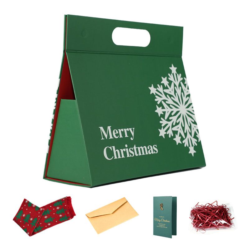 Aeellea Green Triangle Gift Bags Set of 4 – Small Party Present Packaging Paper Handbags