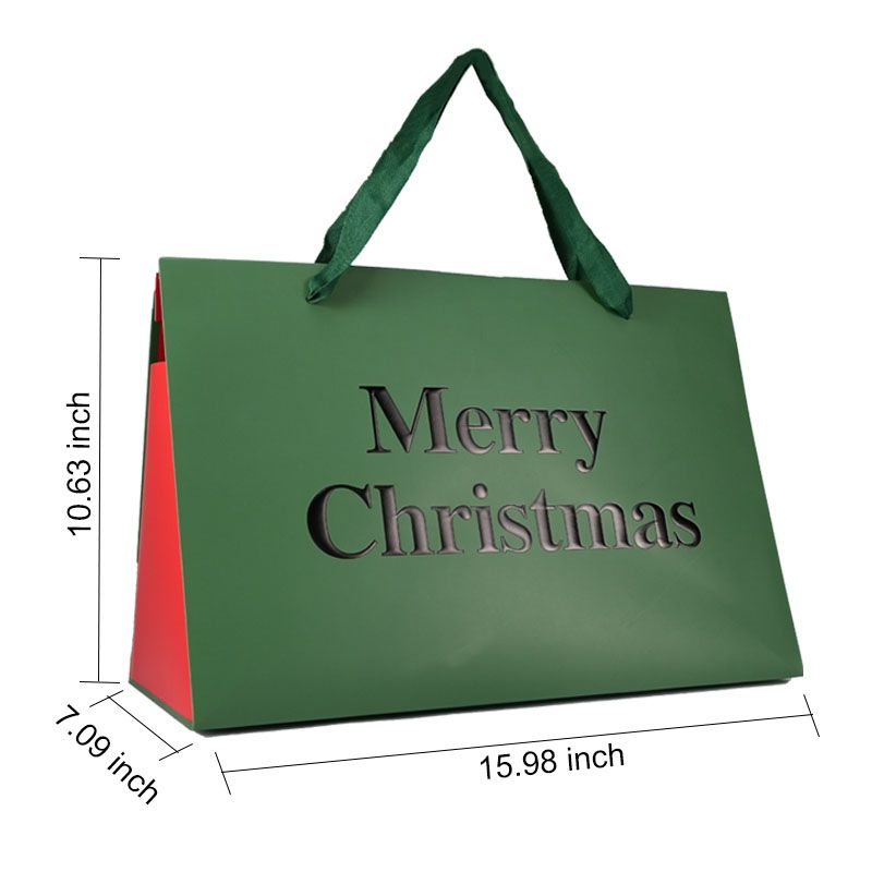Aeellea Green Reusable Large Gift Handbags Set of 5 Holiday Present Bags
