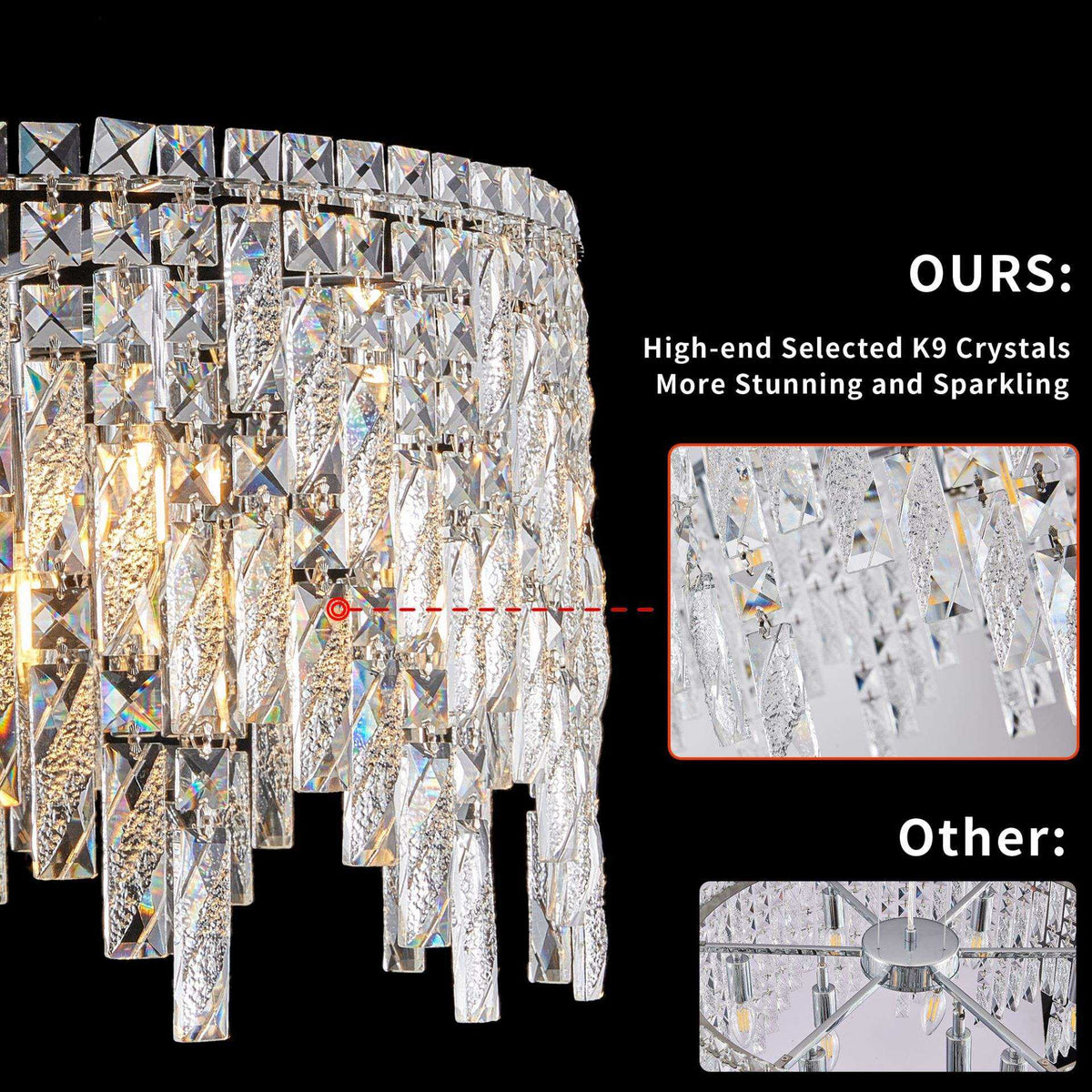 Aeelleea Chrome and Crystal Linear Raindrop Chandelier for Dining Room