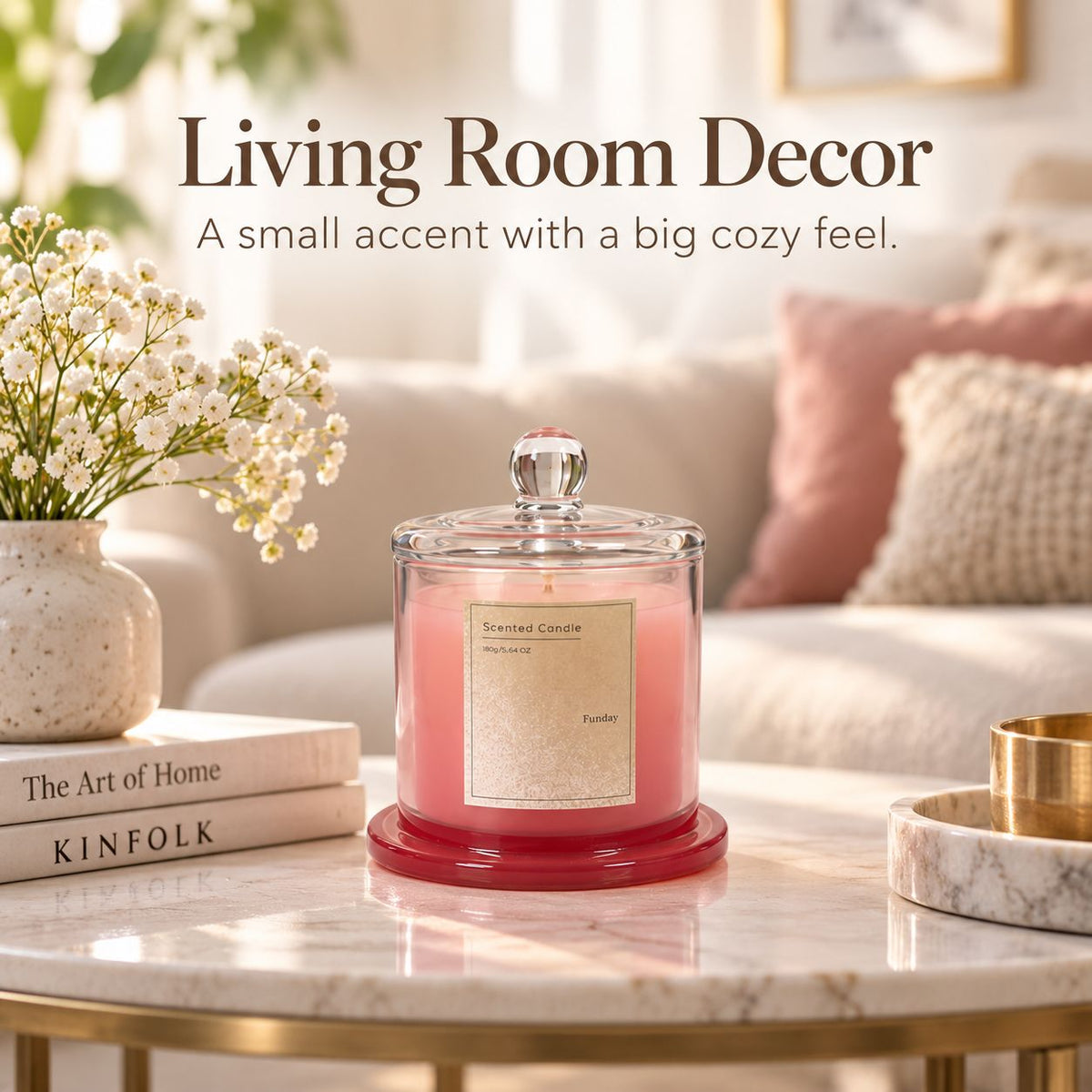 Aeelleea Luxury Golden Bell Jar Aromatherapy Candle, Home Spa and Elegant Gift