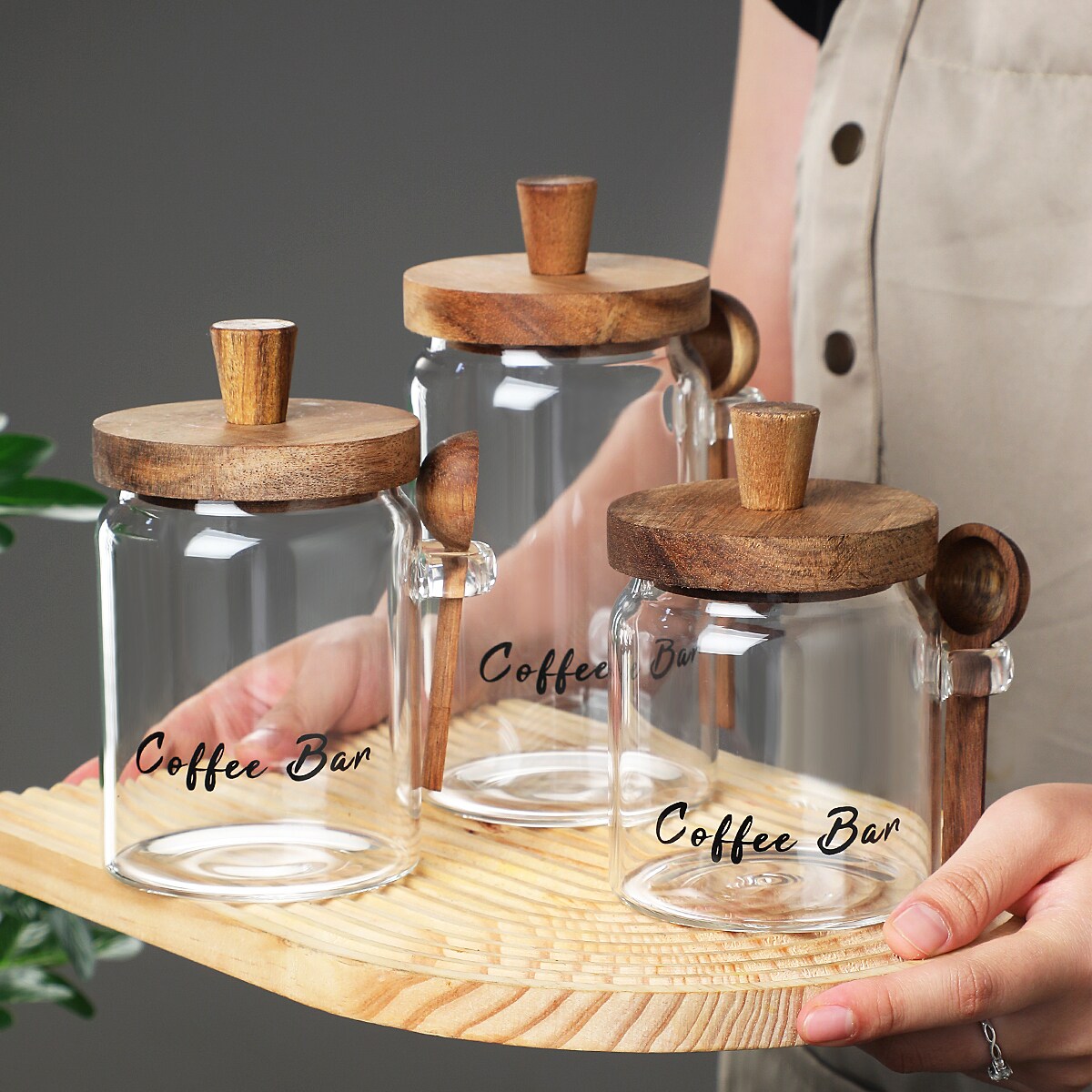 Aeelleea 25oz Glass Coffee Jar with Spoon, Airtight Storage for Candy Tea Snacks Seasoning