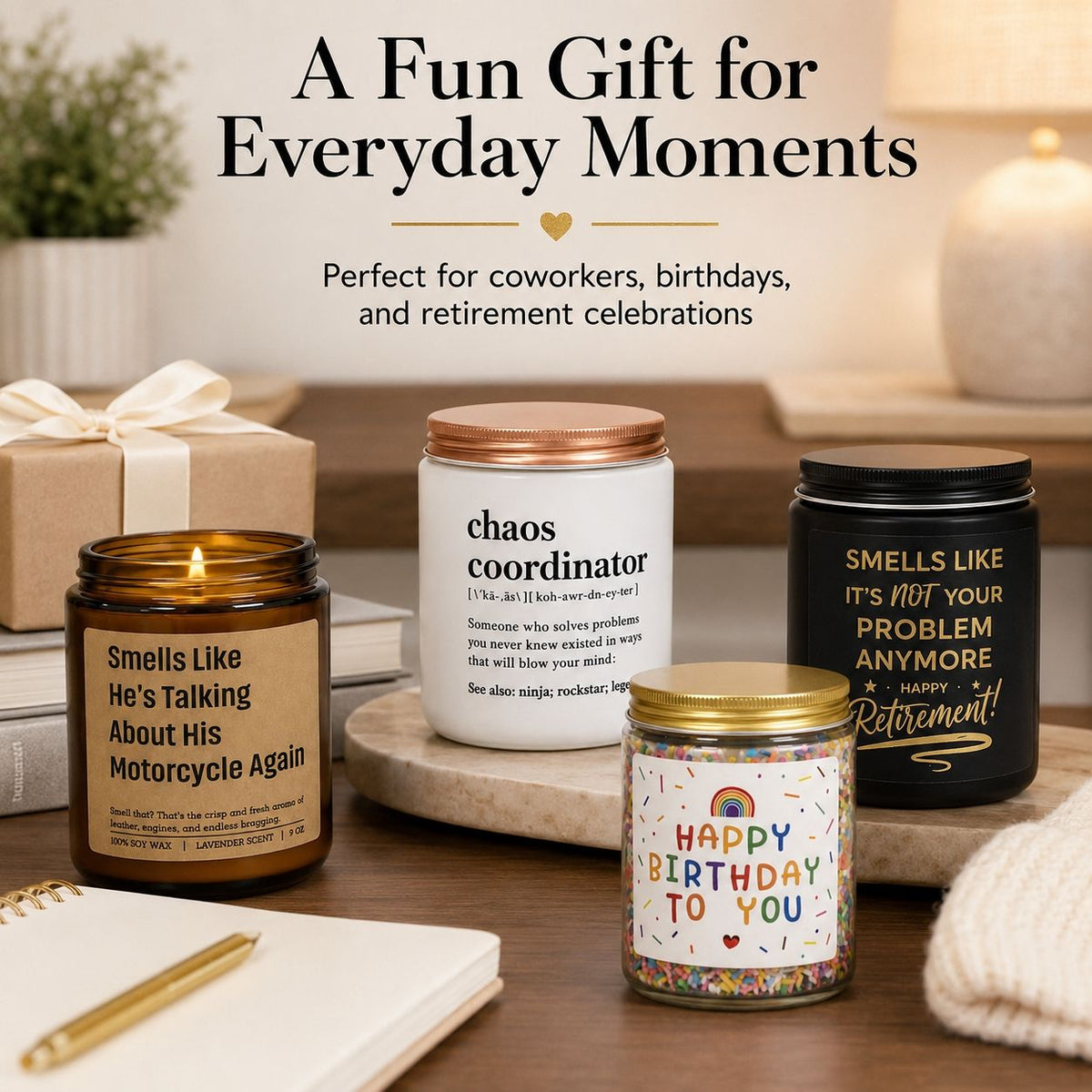 Aeellea Classic Scented Soy Jar Candle with Funny Quote – Long Lasting Aromatherapy Home Decor Gift