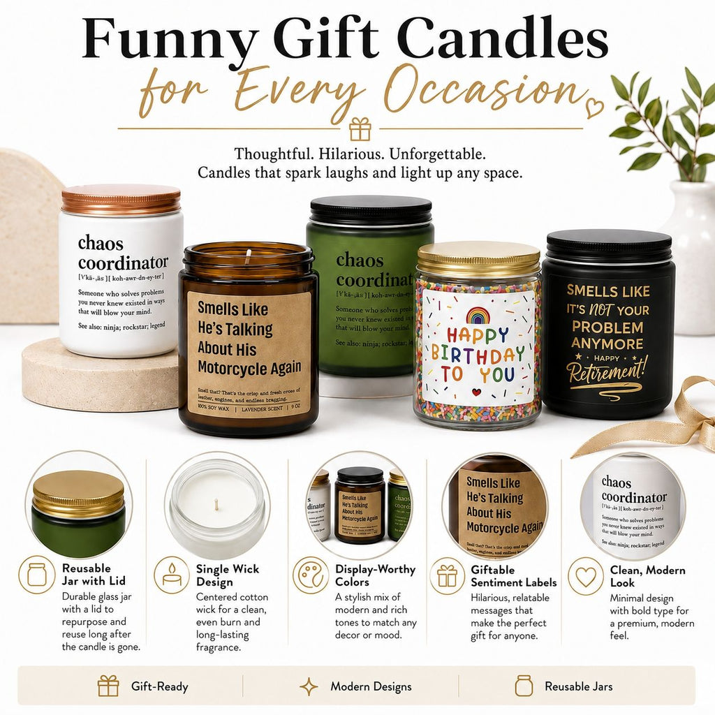 Aeellea Classic Scented Soy Jar Candle with Funny Quote – Long Lasting Aromatherapy Home Decor Gift