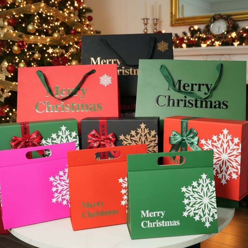 Aeellea Green Triangle Gift Bags Set of 4 – Small Party Present Packaging Paper Handbags