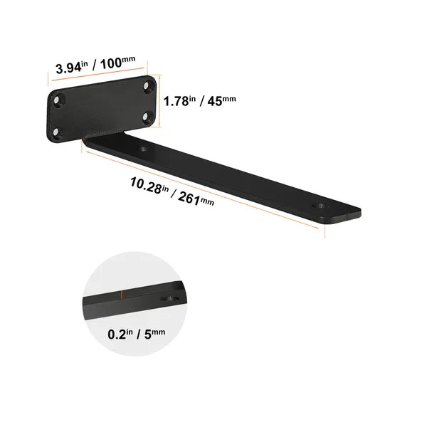 10.28in Heavy Duty Floating Shelf Brackets, 6 Pack Black Concealed L Shape Wall Mount Shelf Supports with Screws, for Wooden Floating Shelves
