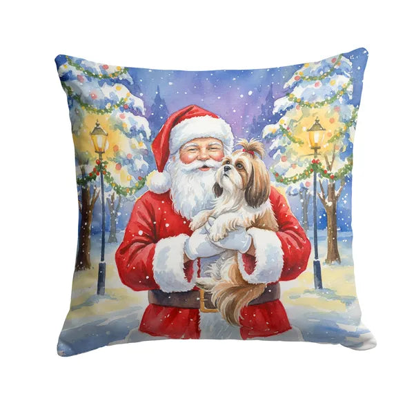 Aeelleea Shih Tzu Santa Claus Christmas Pillow 14x14 in