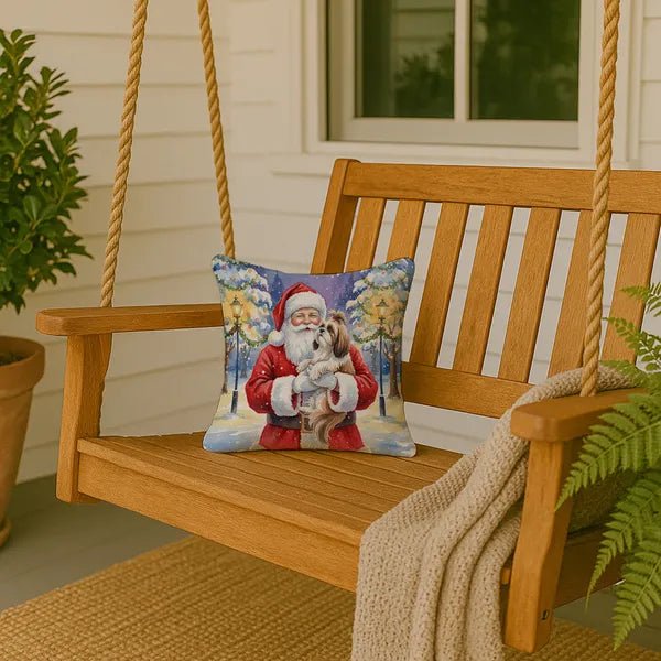 Aeelleea Shih Tzu Santa Claus Christmas Pillow 14x14 in