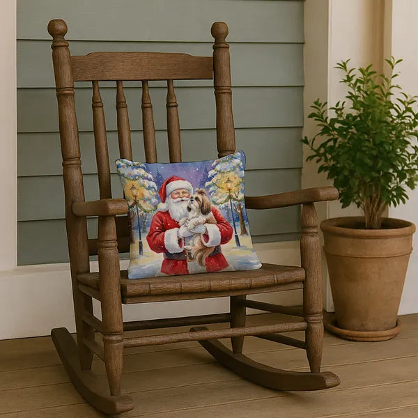Aeelleea Shih Tzu Santa Claus Christmas Pillow 14x14 in