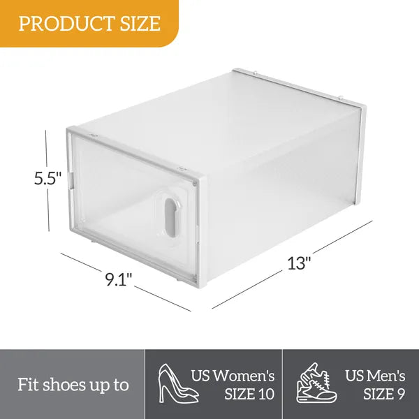 Aeelleea 12 Pack Clear Plastic Shoe Boxes, Stackable Foldable Shoe Storage Organizer for Closet Bedroom Entryway