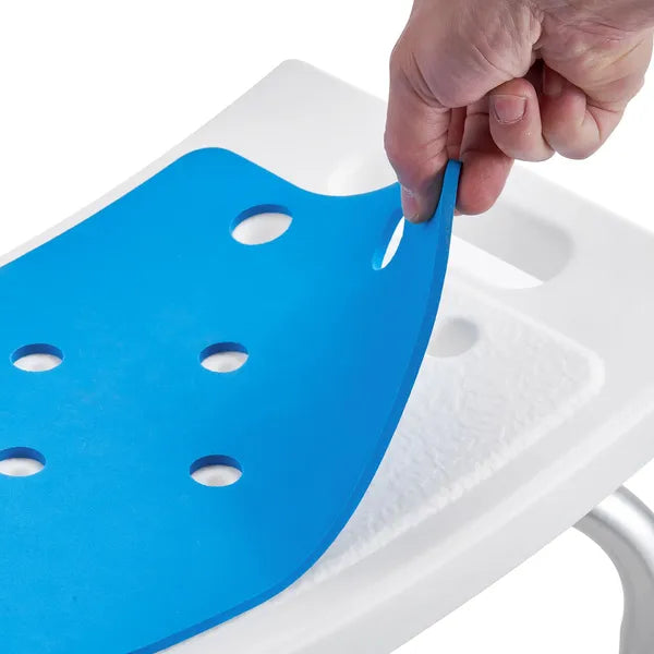Adjustable Shower Chair with Non-Slip Feet, Drainage Seat, 350 lb Capacity, Bath & Tub Stool, Blue/White