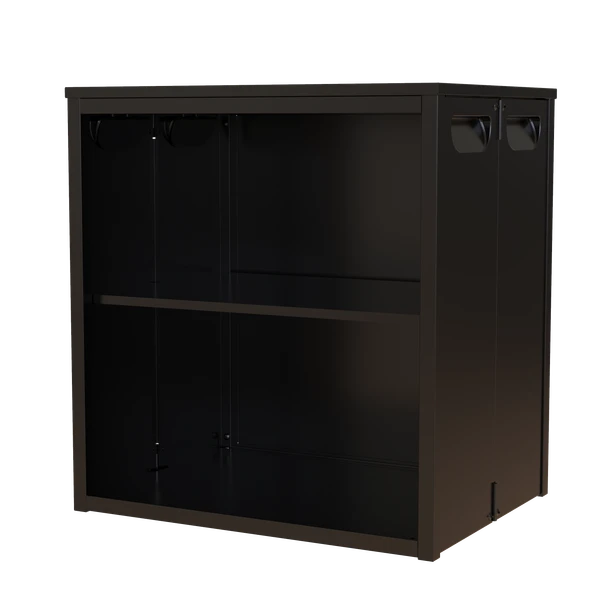 Foldable Storage Cabinet, Steel-Wood Combo with Rippled Transparent Door, Anti-Slip Tool-Free Assembly Organizer for Home