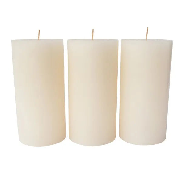 Unscented Ivory Pillar Candle 3-Pack - Premium Wax Even Burn for Home Decor, Parties & Emergencies