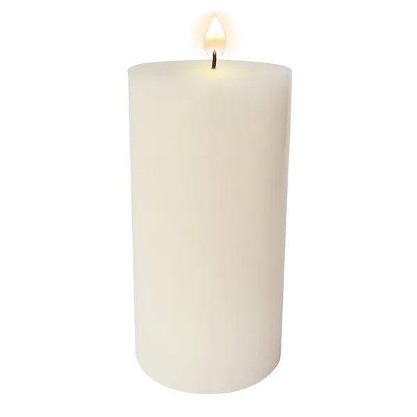 Unscented Ivory Pillar Candle 3-Pack - Premium Wax Even Burn for Home Decor, Parties & Emergencies