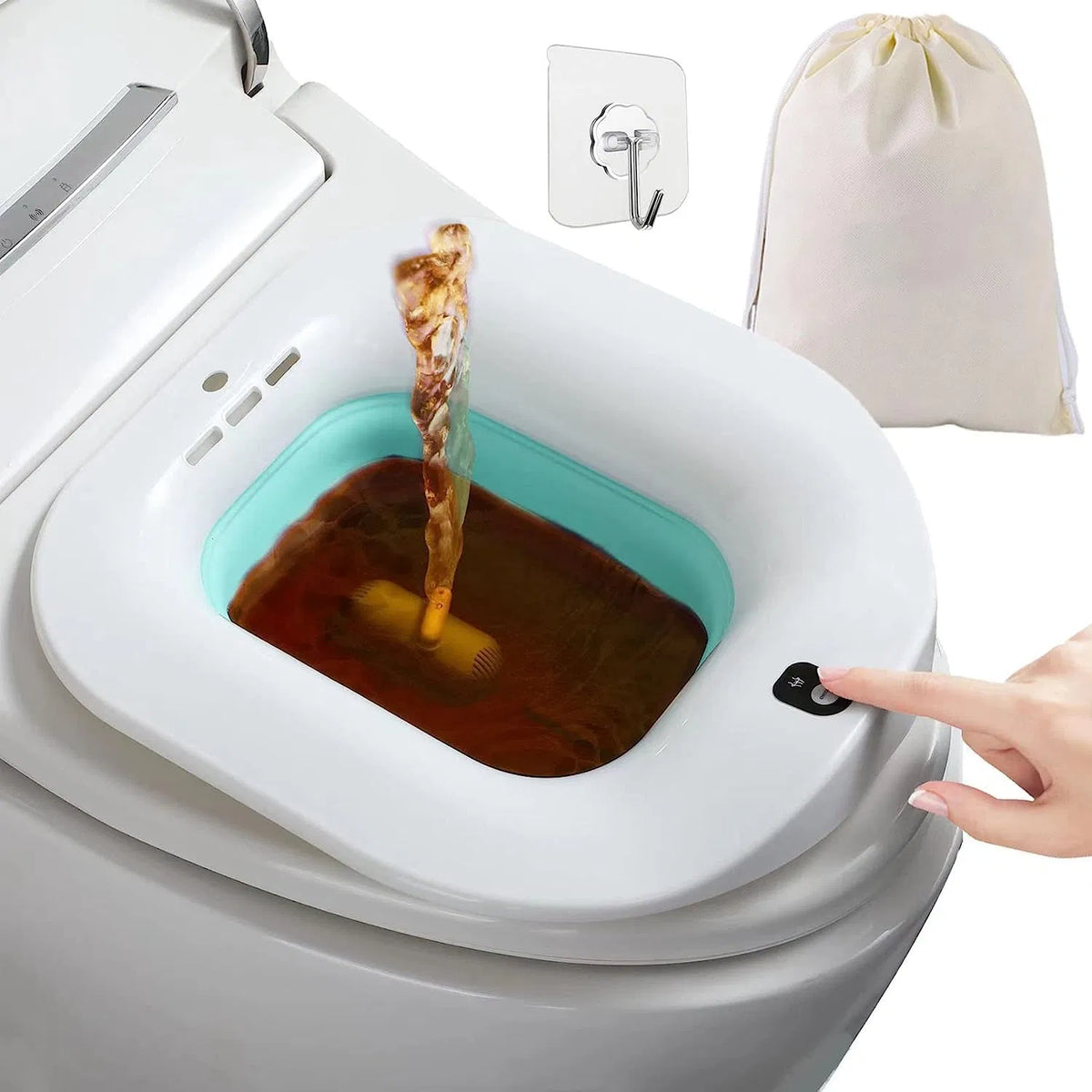 Electric Sitz Bath for Toilet Seat, Foldable Hip Bath Basin with Gentle Water Spray, Postpartum Care Soak Pan for Women, Portable
