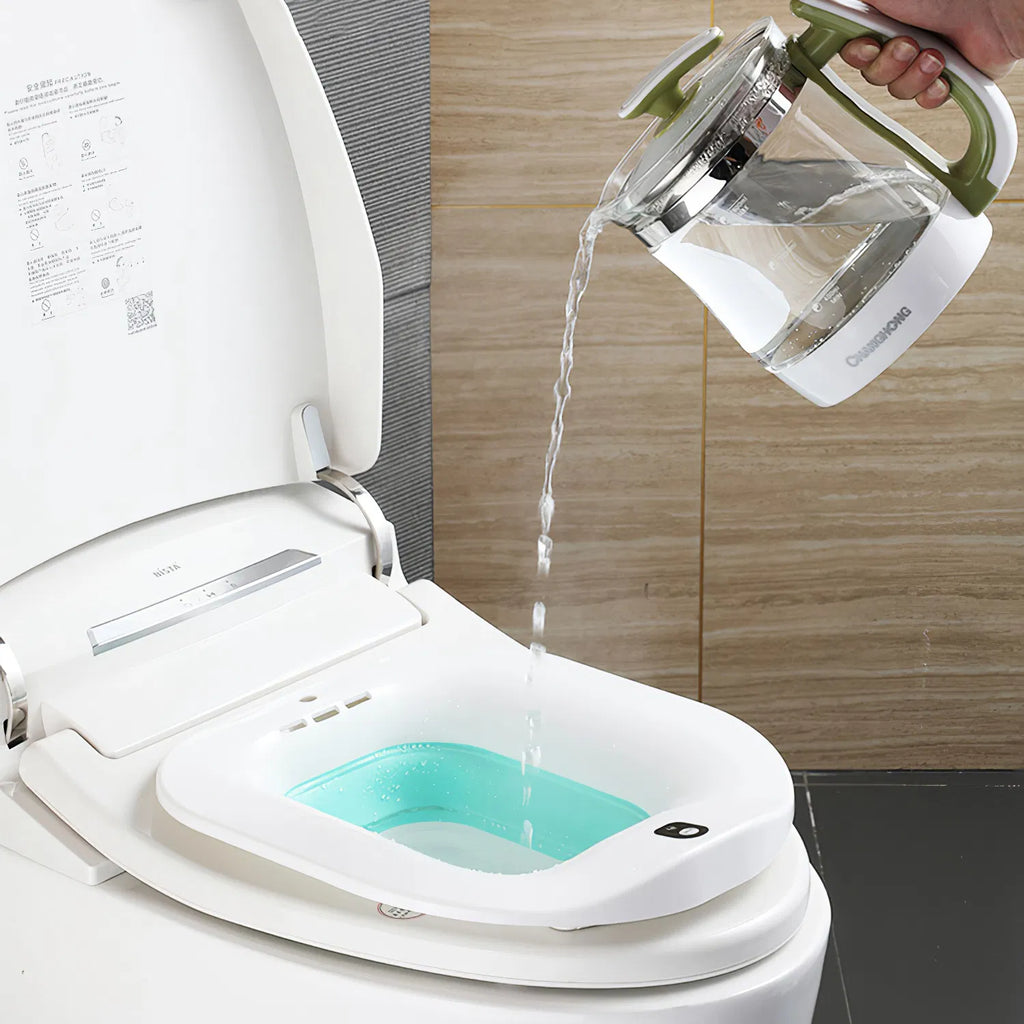 Electric Sitz Bath for Toilet Seat, Foldable Hip Bath Basin with Gentle Water Spray, Postpartum Care Soak Pan for Women, Portable