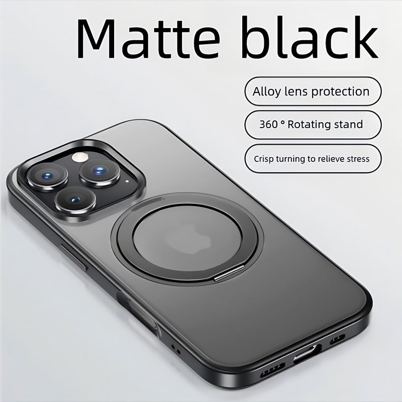 AEELLEEA-Magnetic Rotating Ring Stand Phone Case for iPhone 15 Pro Matte Anti-Scratch Protective Cover